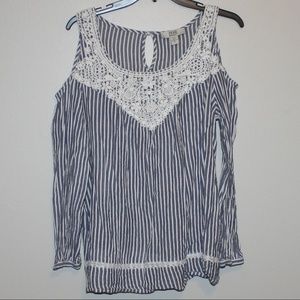Vintage America Blues L Cold Shoulder Blouse